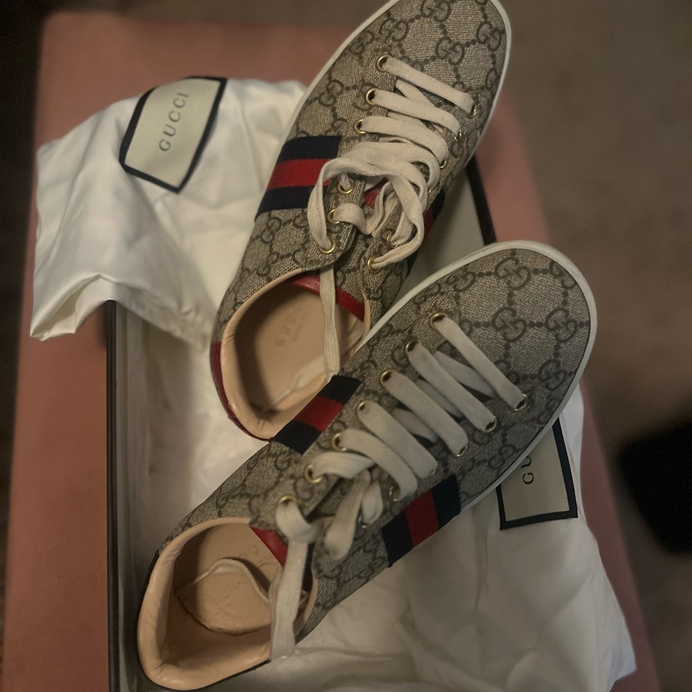 Gucci Sneakers with Red and Blue Accents